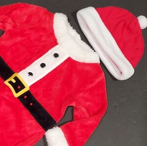 2pc Carter's Footie Plush Red Santa One Piece Outfit Baby Gear Santa Hat Size 6M